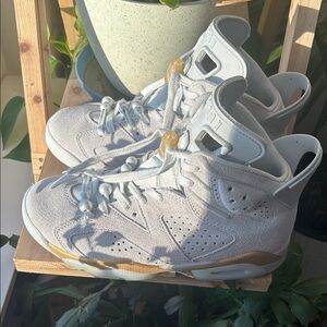 Jordan White and Tan Sneakers